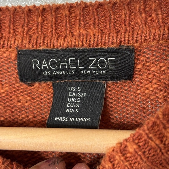 Rachel Zoe Linen/Cotton Blend Orange Boucle Texture Knit Pullover Sweater Size S - Picture 2 of 5